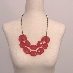 Statement Pink Faceted Acrylic Bead Double Strand Necklace